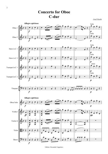 Concerto pour hautbois Partitions gratuites